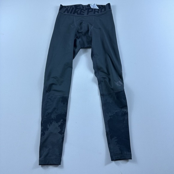 Nike Pro Hyperwarm Compression Pants‎ Leggings Mens Small Anthracite Black Gray - Picture 1 of 7